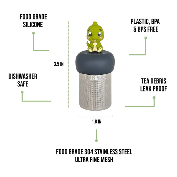 Baby Dinosaur | Floating Tea Infuser | Black Base | Green