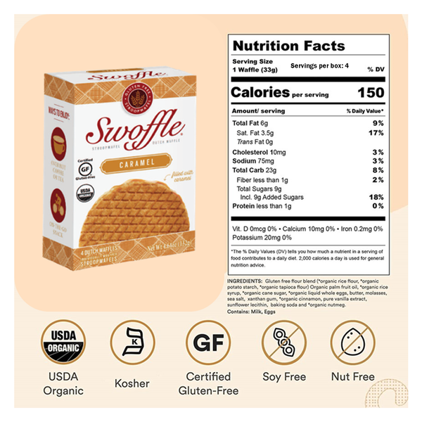 Swoffle Caramel Filled Original Waffle Cookie 4 Count Box
