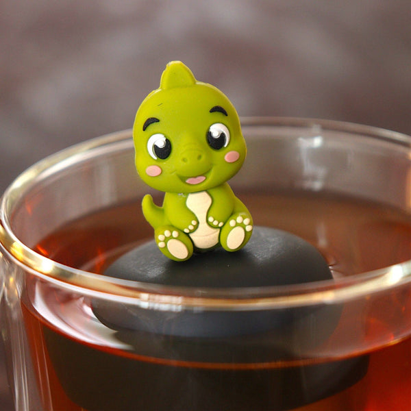 Baby Dinosaur | Floating Tea Infuser | Black Base | Green