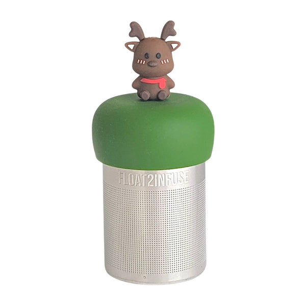 Red Scarf Reindeer | Floating Tea Infuser |Green Base |Brown