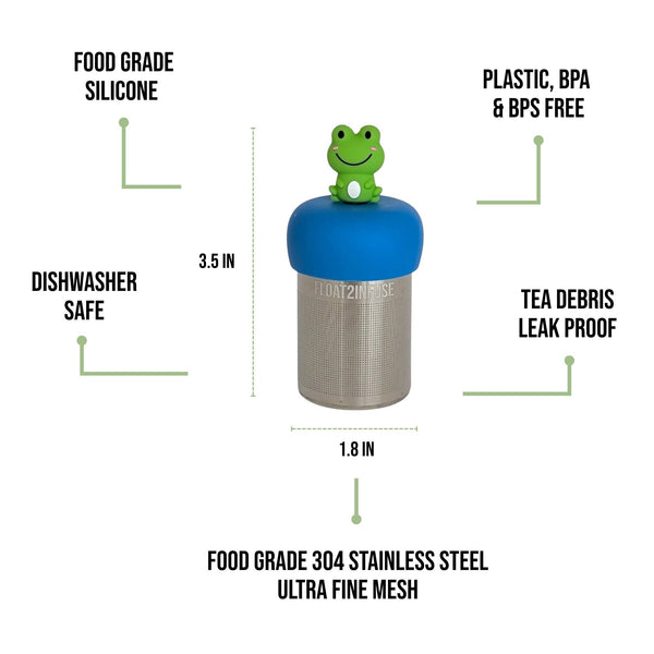 Cute Frog | Floating Tea Infuser I Blue Base | Green Frog