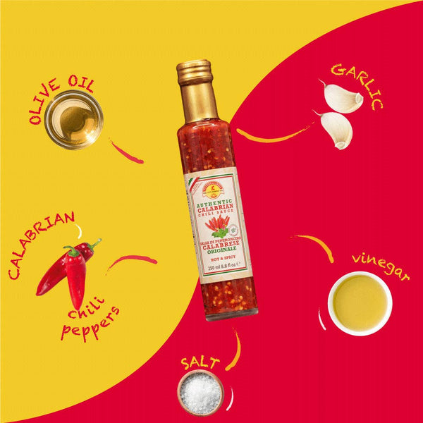 TuttoCalabria Calabrian Chili Hot Sauce “Hot & Tangy” – 8.8 oz (250 ml)