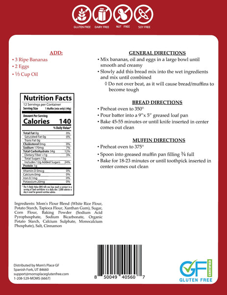 Gluten-Free Banana Bread or Muffin Mix