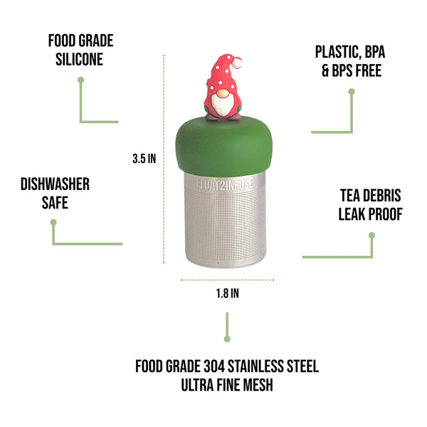 Red Holiday Gnome | Floating Tea Infuser | Green Base | Red