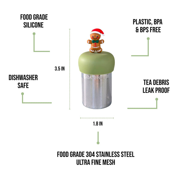 Bowtie Gingerbread Man | Floating Tea Infuser | Green Base