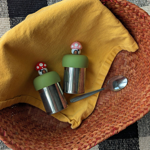 Pink Mushroom Cottage | Floating Tea Infuser | Green Base