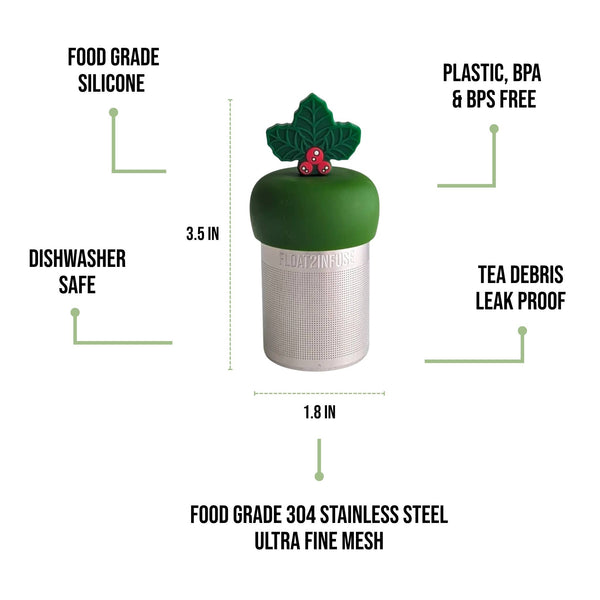 Christmas Holly | Floating Tea Infuser | Green Base | Red