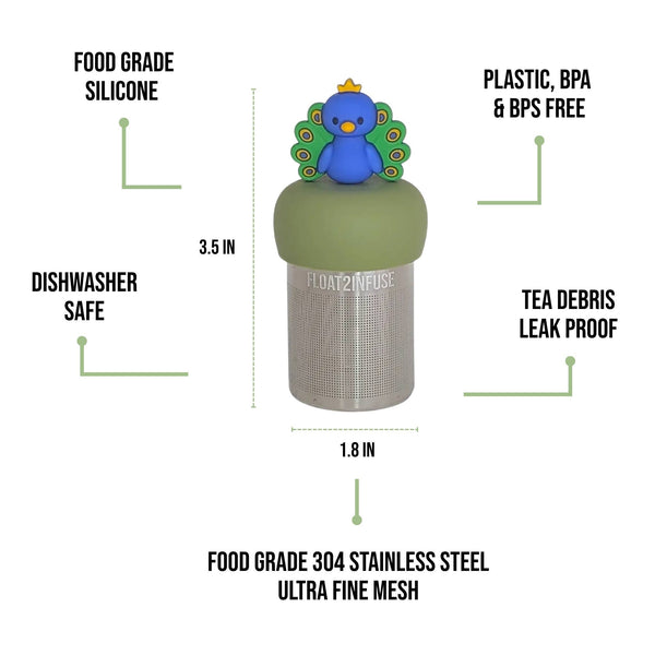 Peacock | Floating Tea Infuser | Green Base | Blue Peacock