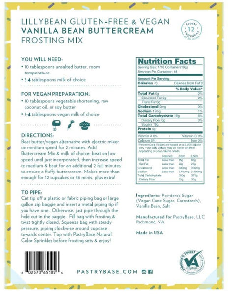 Vanilla Bean Buttercream Frosting Mix (Vegan & Gluten-Free)