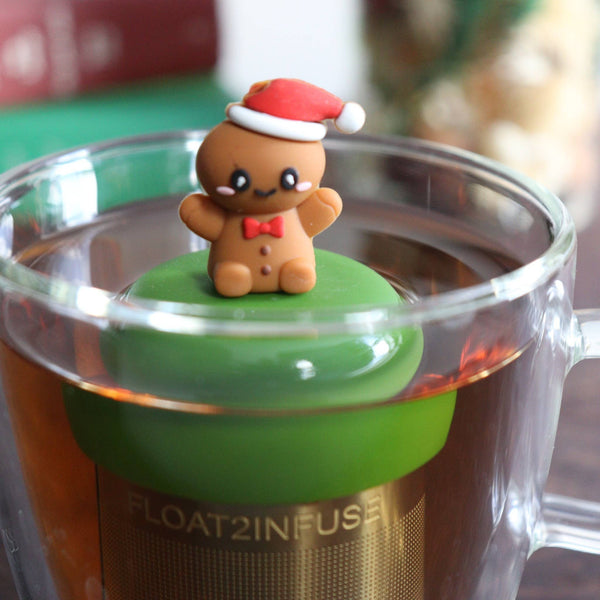 Santa Hat Gingerbreadman | Floating Tea Infuser | Green Base