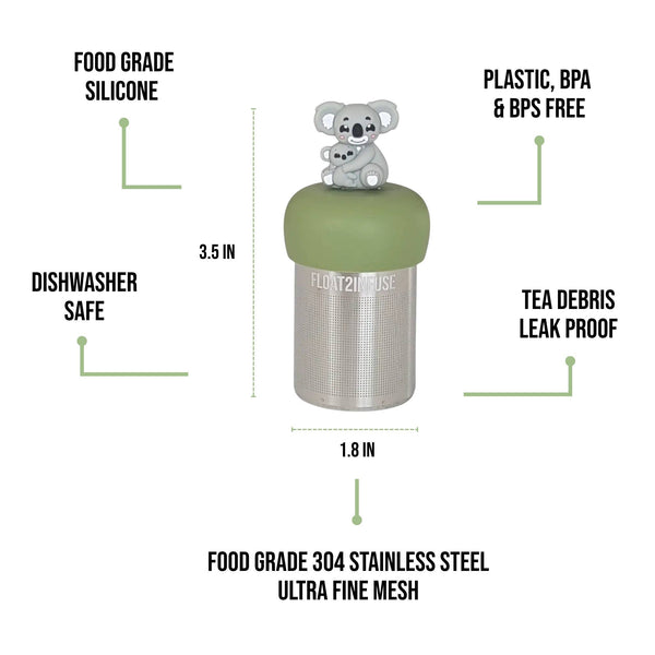 Mom Baby Koala | Floating Tea Infuser | Green Base | Grey