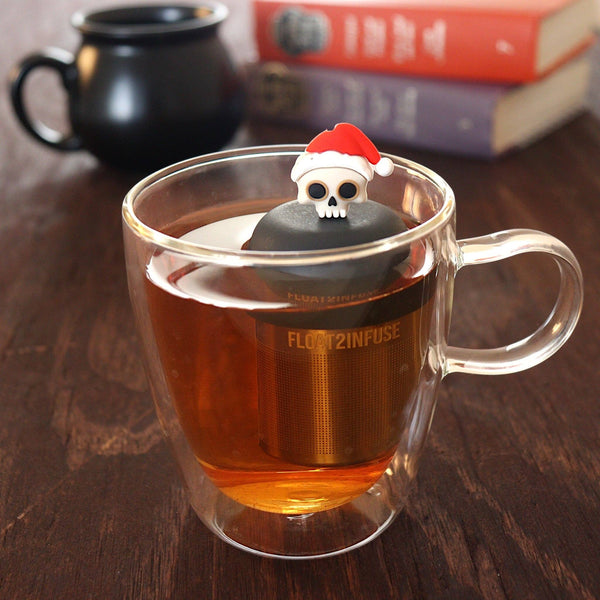 Santa Skull | Floating Tea Infuser | Black Base | White