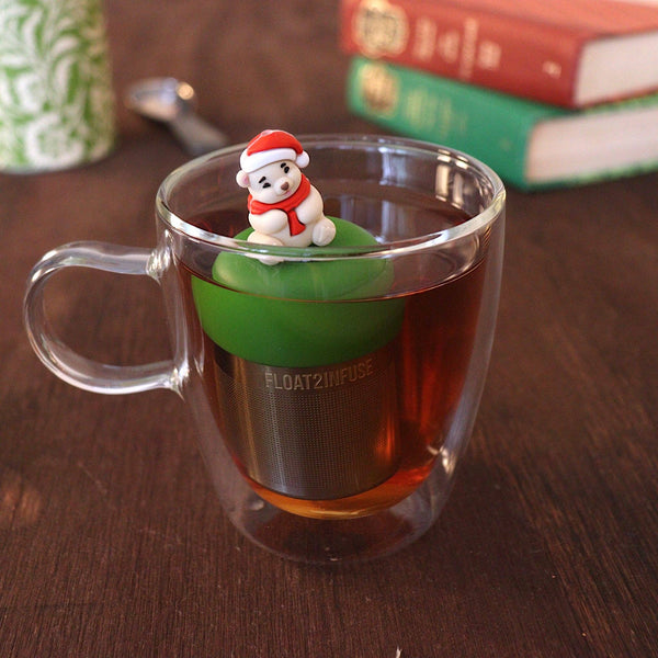 Santa Polar Bear | Floating Tea Infuser | Green Base | Cream