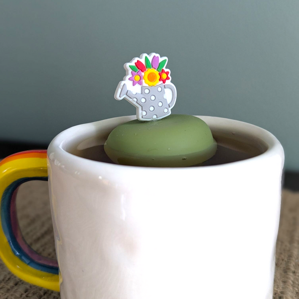 Floral Watering Can | Floating Tea Infuser | Green Base
