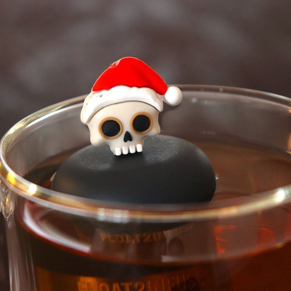 Santa Skull | Floating Tea Infuser | Black Base | White
