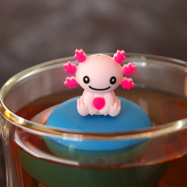 Axolotl | Floating Tea Infuser | Blue Base | Pink Axolotl