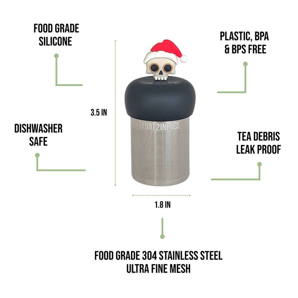 Santa Skull | Floating Tea Infuser | Black Base | White