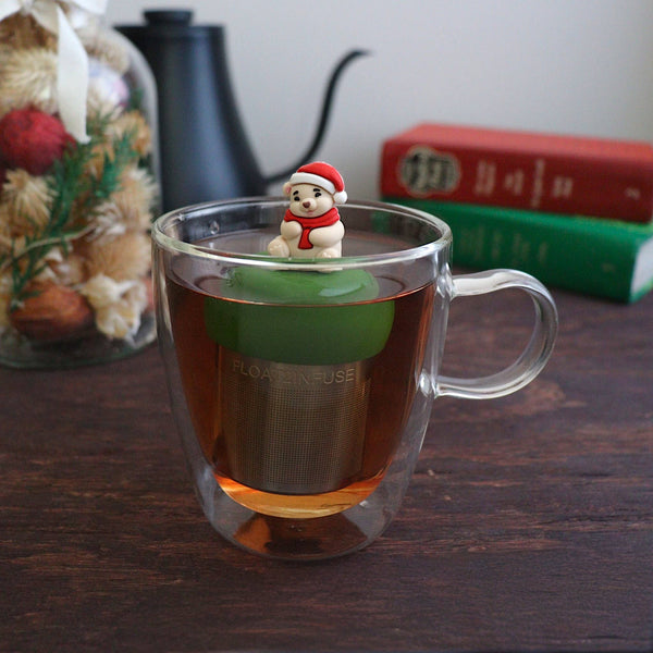 Santa Polar Bear | Floating Tea Infuser | Green Base | Cream