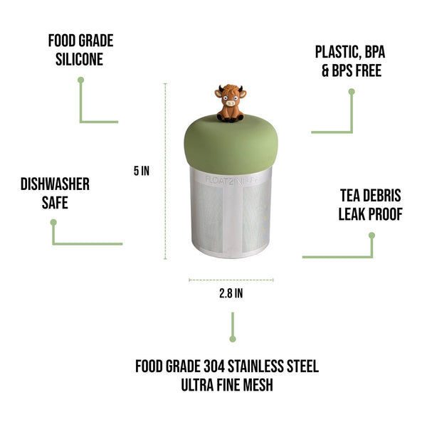 Baby Highland Cow | Large Tea Infuser | Green Base | Brown