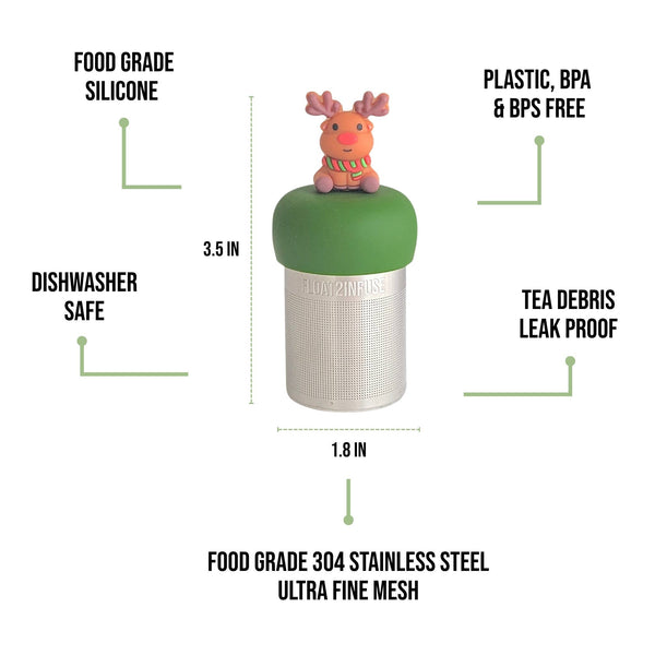 Rudolph Reindeer | Floating Tea Infuser | Green Base | Brown