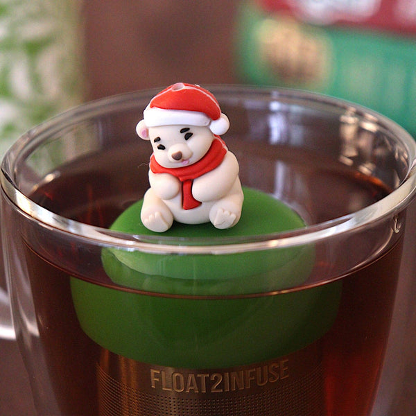 Santa Polar Bear | Floating Tea Infuser | Green Base | Cream