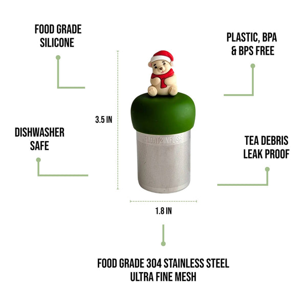 Santa Polar Bear | Floating Tea Infuser | Green Base | Cream