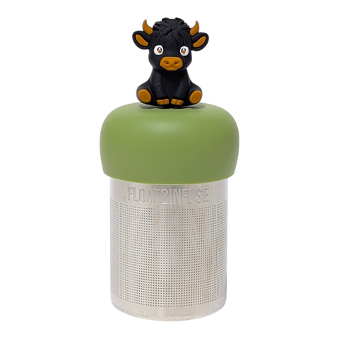 Black Baby Highland Cow | Floating Tea Infuser | Green Base