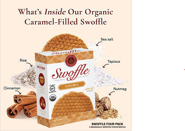 Swoffle Caramel Filled Original Waffle Cookie 4 Count Box