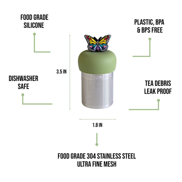 Rainbow Butterfly | Floating Tea Infuser | Green Base