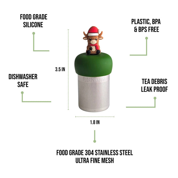 Christmas Baby Cow | Floating Tea Infuser | Green Base