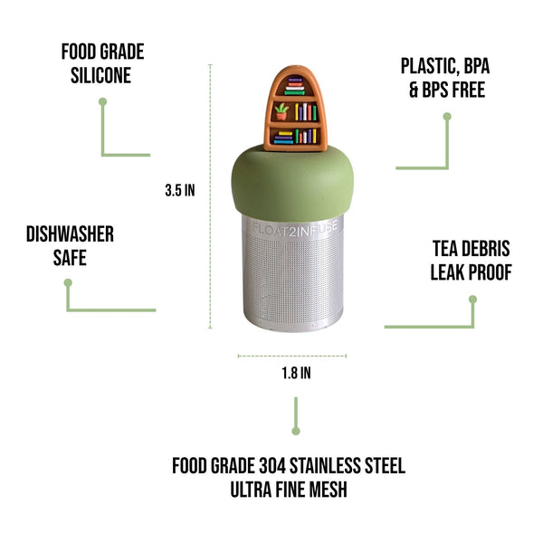 Plant Bookshelf | Floating Tea Infuser | Green Base | Brown