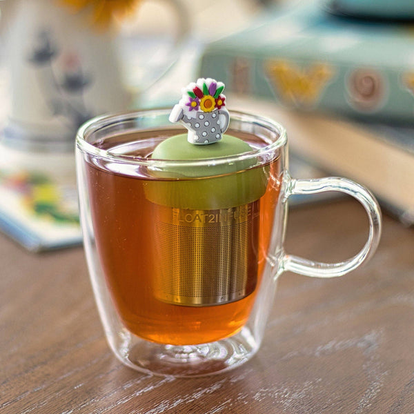 Floral Watering Can | Floating Tea Infuser | Green Base