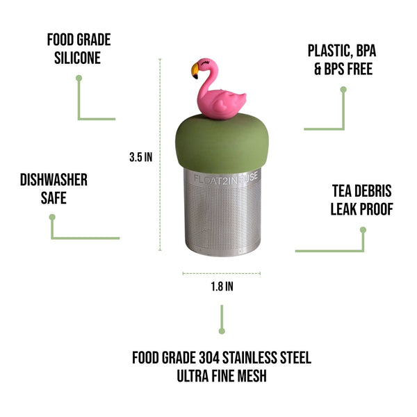 Flamingo | Floating Tea Infuser | Green Base | Pink