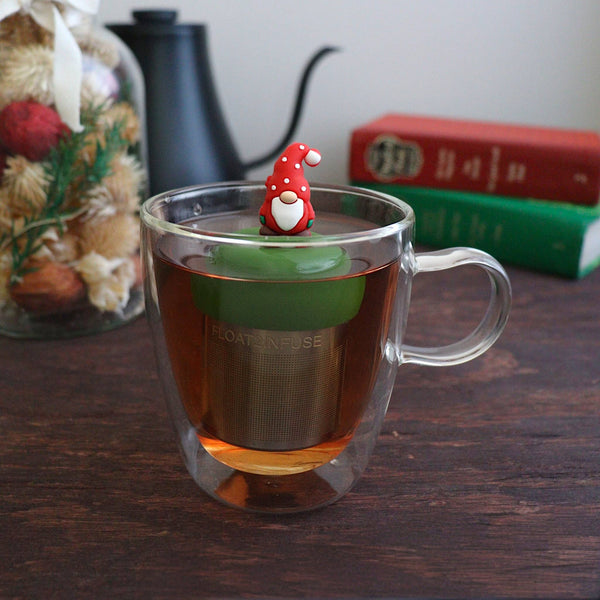 Red Holiday Gnome | Floating Tea Infuser | Green Base | Red