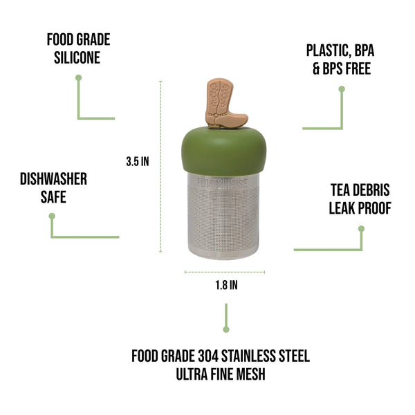 Beige Cowboy Boot | Floating Tea Infuser | Green Base | Boot