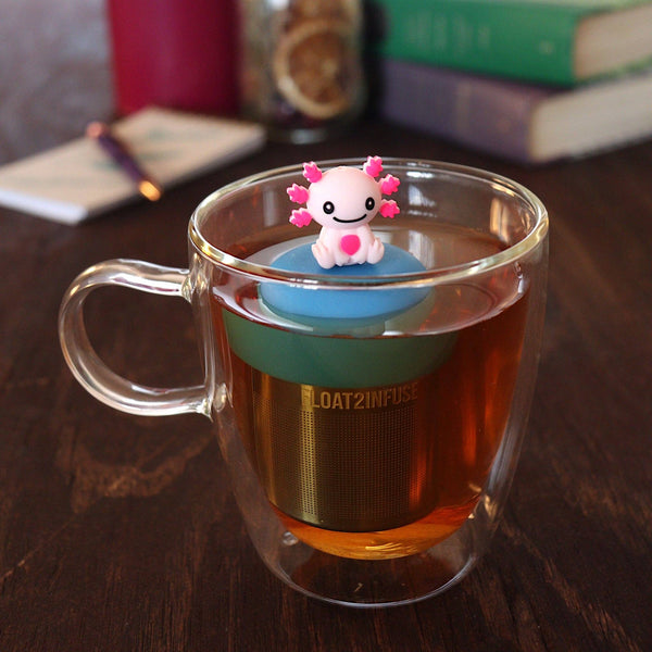 Axolotl | Floating Tea Infuser | Blue Base | Pink Axolotl