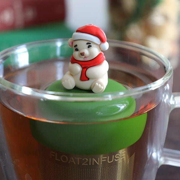 Santa Polar Bear | Floating Tea Infuser | Green Base | Cream