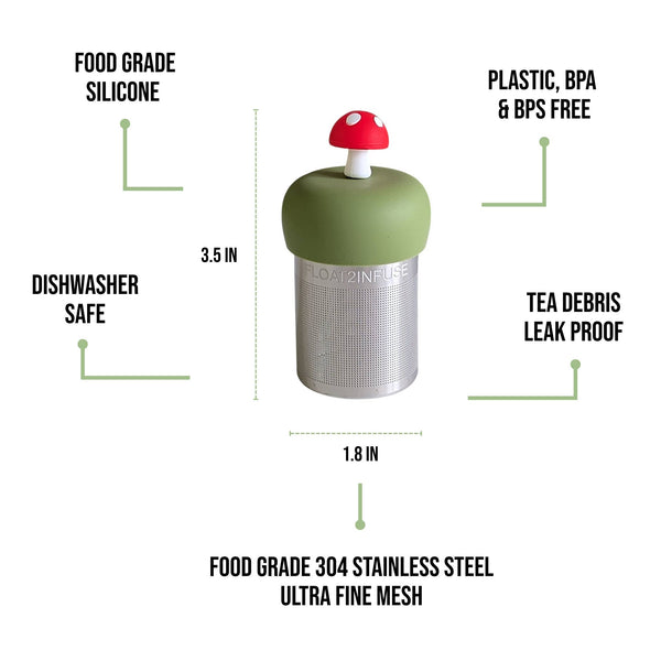 Mushroom | Floating Tea Infuser | Green Base | Red