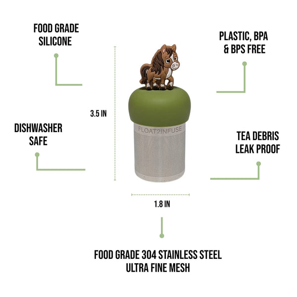 Horse | Floating Tea Infuser | Green Base | Soft Brown Horse