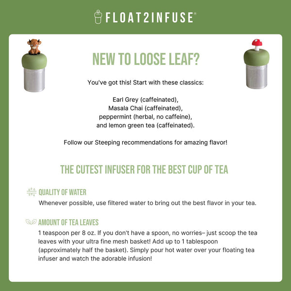 Baby Dinosaur | Floating Tea Infuser | Black Base | Green