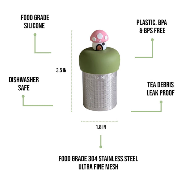 Pink Mushroom Cottage | Floating Tea Infuser | Green Base